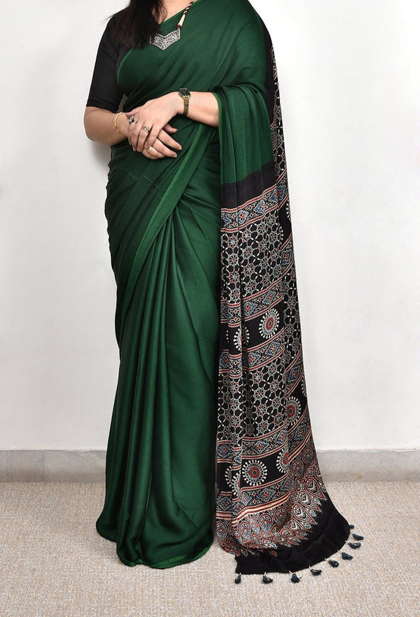 Ajrakh Modal Silk Premium Saree