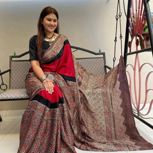 Ajrakh Modal Silk Premium Saree