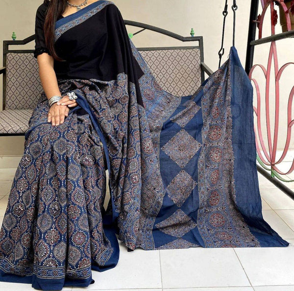 Ajrakh Modal Silk Premium Saree